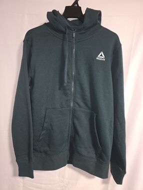 New W Tags Unisex Reebok Deep Green Full-Zip Hoodie with Logo